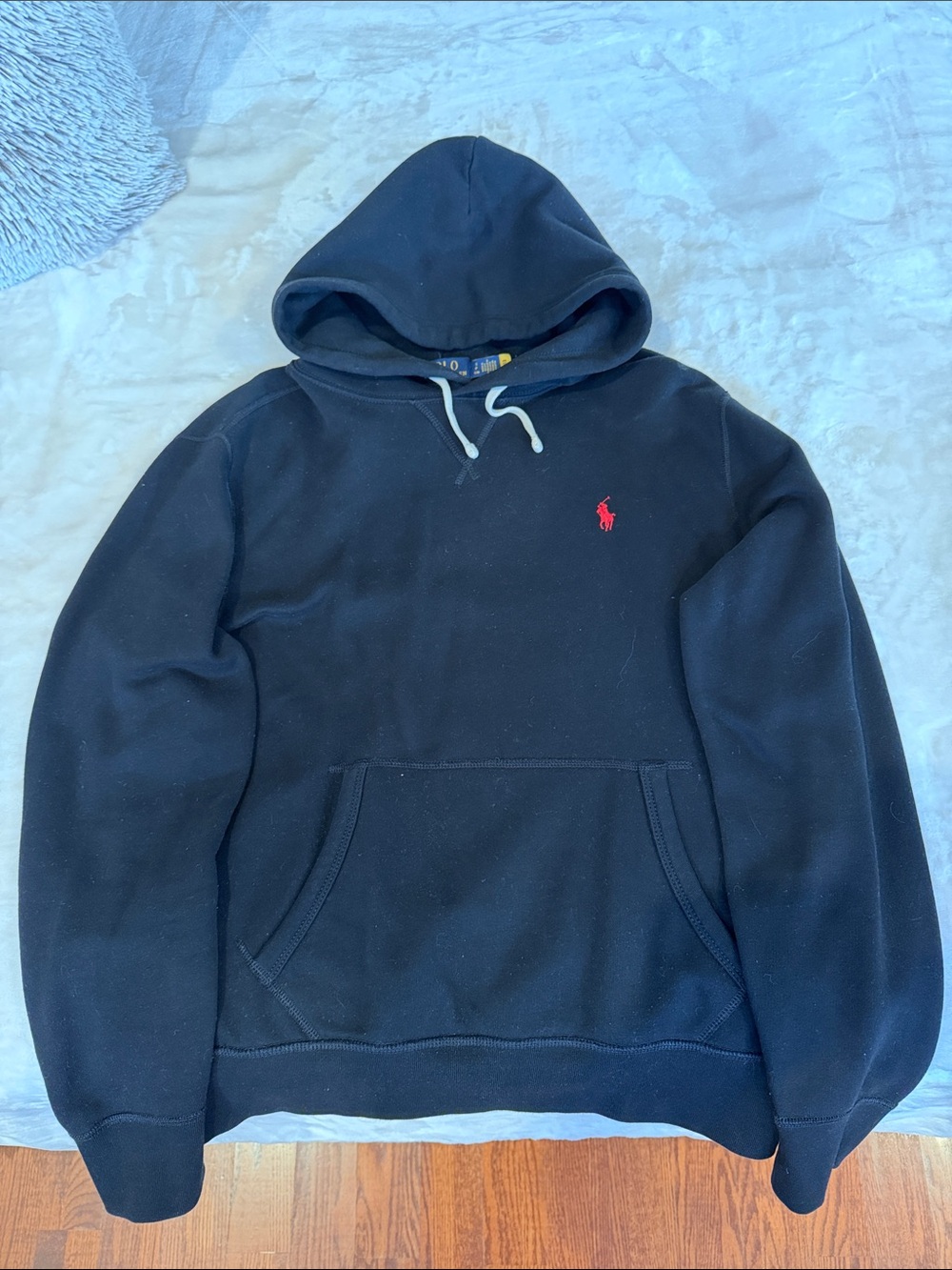 Polo by Ralph Lauren Black Hoodie with Red Pony Embroidery